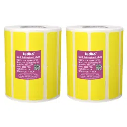 Tudko 35x15 mm 80 GSM 2 UP Self Adhesive Paper Label Yellow (Pack of 2 Pcs)-image-55