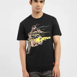 Levi's Black Pure Cotton Regular Fit Printed T-Shirt-image-61