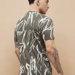 Forca By Lifestyle Olive Cotton Regular Fit Printed T-Shirt image 2