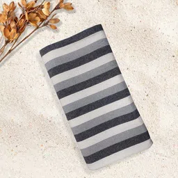 Myntra Elegant Homes White & Grey 4 Striped Cotton 150 GSM Bath Towel image 4