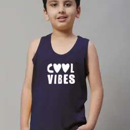 Friskers Kids Navy & White Cotton Printed Vest-image-80