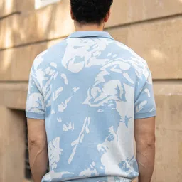 Powerlook Abstract Printed Polo Collar Pure Cotton T-shirt image 5