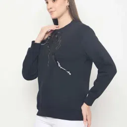 Madame Black Regular Fit Embellished Sweatshirt image 3