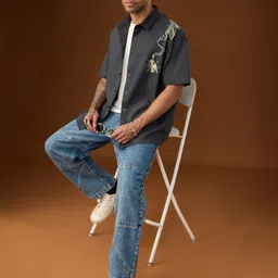 The Souled Store Men Relaxed Fit Graphic Printed Spread Collar Pure Cotton Casual Shirt image 2