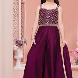 Lagorii Girls Ethnic Motifs Embroidered Regular Top with Palazzos & With Dupatta-picture-33