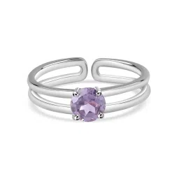 Ornate Jewels 925 Silver Round 1 Carat Purple Natural Amethyst Solitaire Adjustable Ring-image-46
