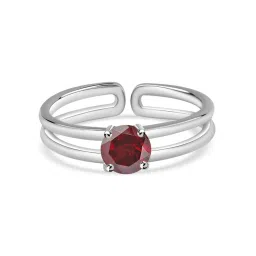 Ornate Jewels 925 Silver Round 1 Carat Red Natural Garnet Solitaire Adjustable Ring-image-45