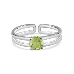 Ornate Jewels 925 Silver 0.50 Carat Green Natural Peridot Solitaire Adjustable Ring-image-43