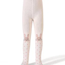 Mustang Cotton Knit Footed Tights with Bunny Design - Off White-picture-20