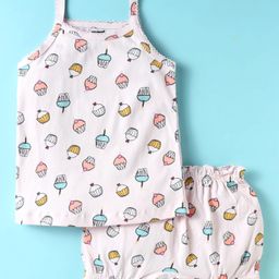 CUCUMBER Sinker Knit Sleeveless Cupcake Printed Innerwear Set - Baby Pink-picture-30