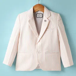 Noddy Cotton Full Sleeves Striped Blazer - Orange-image-9