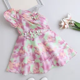 The Magic Wand Woven One Shoulder Floral Applique Detailed Tie Dye Dress - Lavender-picture-17