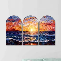 SAF Multicoloured Set of 3 Piece MDF Other Wall Paintings image 3