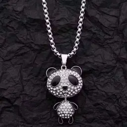 Nitant Stones Studded Iced Cute Panda Pendants with Chains image 4