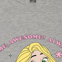 Wear Your Mind Disney Tangled Featuring Half Sleeves Rapunzel Printed Tee - Grey image 4