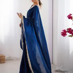 VRAGI Solid Pure Chiffon Ready to Wear Saree image 4