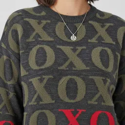 glitchez Conversational Self Design Oversized Pullover with Fuzzy Detail image 3