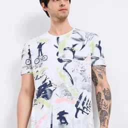 SPYKAR Men Abstract Printed Round Neck Cotton Slim Fit T-shirt-picture-41