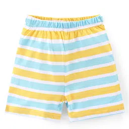 Babyhug Cotton Knit Single Jersey Half Sleeves Night Suit With Teddy Print - Yellow image 4
