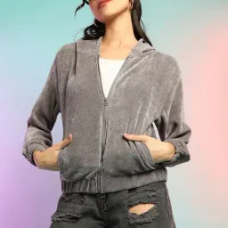 Campus Sutra Grey Cotton Self Pattern Sweatshirt-image-60
