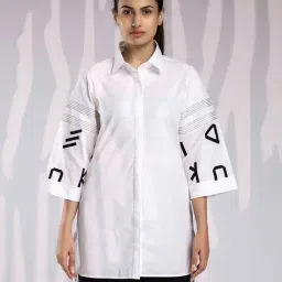House of Manaa White Alphabetic Shirt-image-48