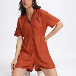 glitchez Effortless Chic Cuban Collar Playsuit-picture-25