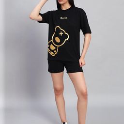 GRIFFEL Printed Pure Cotton Round Neck T-Shirt With Shorts Co-Ords-picture-26