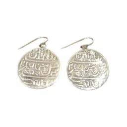 Ahilya Jewels 92.5 Sterling Silver Coin Sikka Mohur Drop Earrings for Women-image-3