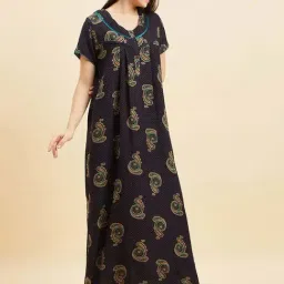 Sweet Dreams Navy Cotton Printed Night Gown-image-30