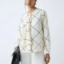 Wardrobe by Westside Off-White Abstract Printed Blouse-image-6