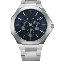 Titan Men Classique Blue Stainless Steel Analogue Multi Function Watch-90198SM01-picture-49