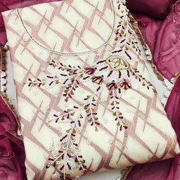 DIVASTRI Geometric Printed Beads & Stones Unstitched Dress Material image 2