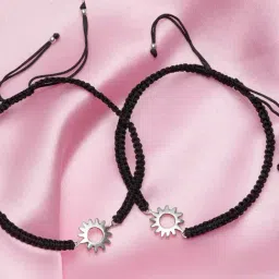 Zavya Classic 92.5 Sterling Silver Black Tread Anklet - Set of 2-image-3