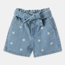 R&B Kids Blue Embroidery Regular Fit Denim Shorts-picture-39