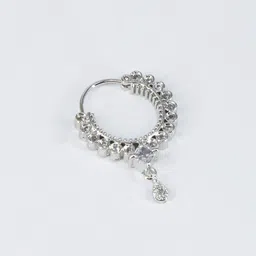 PRIVIU Silver-Plated American Diamond Studded Ring Nosepin image 3