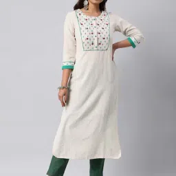 Kami Kubi Light Beige Embroidered Straight Kurta-image-53