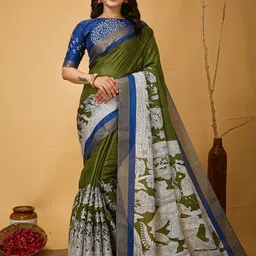 DIVASTRI Checked Printed Zari Border Saree-picture-24