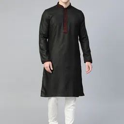 Manthan Men Black Solid Straight Kurta-picture-34