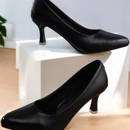 Shoesphere Women Black Solid Synthetic Stiletto Pumps Heels-picture-16