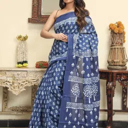 Pinkcity Trade World Blue Pure Cotton Ikat Sarees-image-43