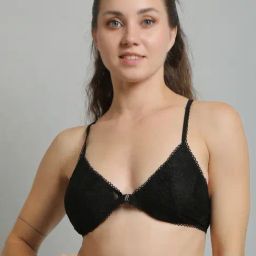 N-Gal Black Lace Full Coverage Non-Wired Bralette-picture-4