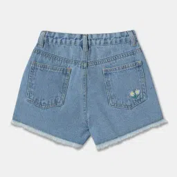 R&B Kids Blue Embroidery Regular Fit Denim Shorts image 2