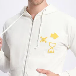 glitchez Typo Trends Terry Hooded Front-Open Sweatshirt image 5