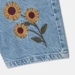 R&B Kids Blue Embroidery Regular Fit Denim Shorts image 4