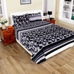 RD TREND Black Geometric 300 TC King Bedsheet with 2 Pillow Covers-picture-18
