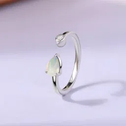 Ornate Jewels 925 Silver Rhodium Plated Natural Ethiopian Opal Adjustable Ring-image-13