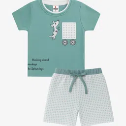SPONGY Unisex Kids Printed Pure Cotton T-shirt With Shorts-image-13
