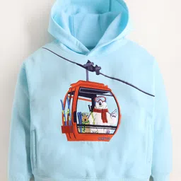 Cherry Crumble By Nitt Hyman Full Sleeves Polar Bear Embroidered Hooded Sweatshirt - Sky Blue-picture-18