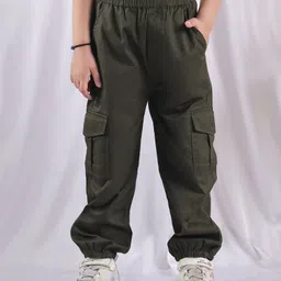 NEUDIS Cotton Solid Cargo Pants - Olive Green-picture-12
