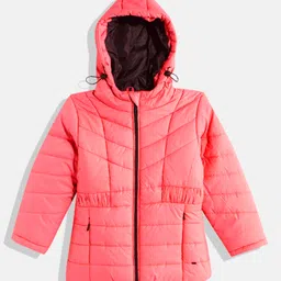 OKANE Woven Full Sleeves Solid Color Hooded Puffer Jacket - Red-image-8